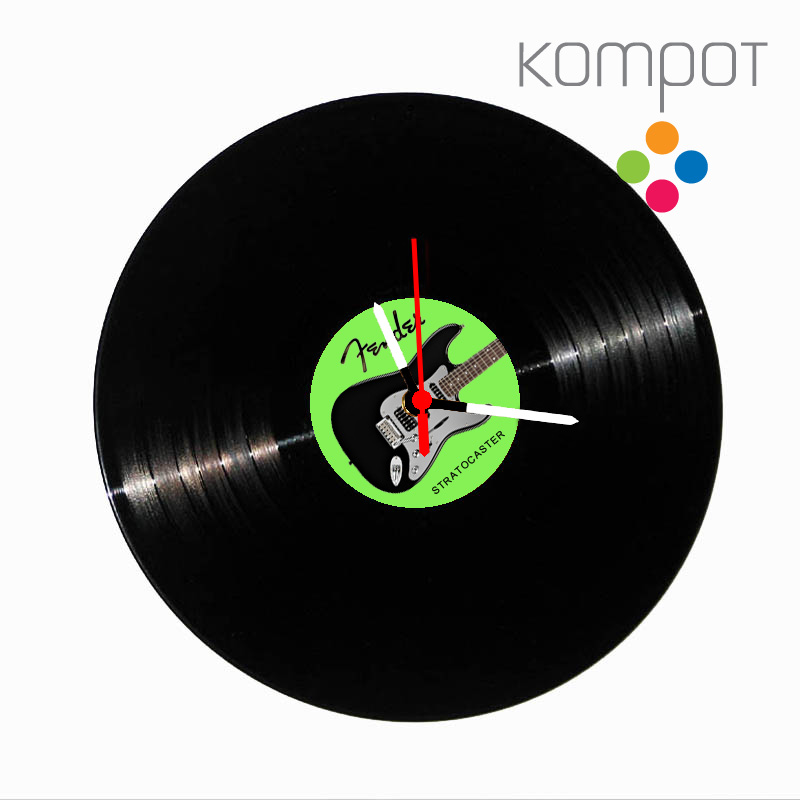 Vinylové hodiny ELEKTRICKÁ KYTARA :: zelená