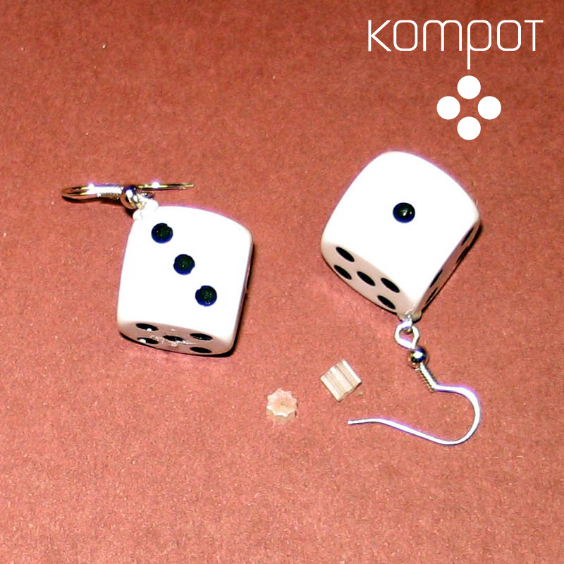 Hrací kostky, větší :: bílé neprůhledné (chir. ocel)