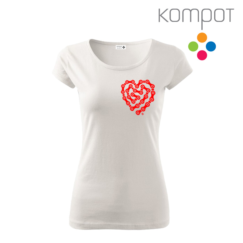 Dámské tričko, výstiřh :: CYKLOSRDCE, bílé