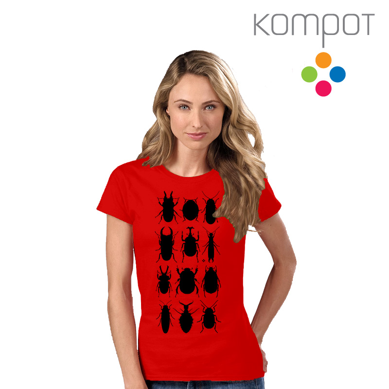 Dámské tričko :: BROUCI, červené s černým