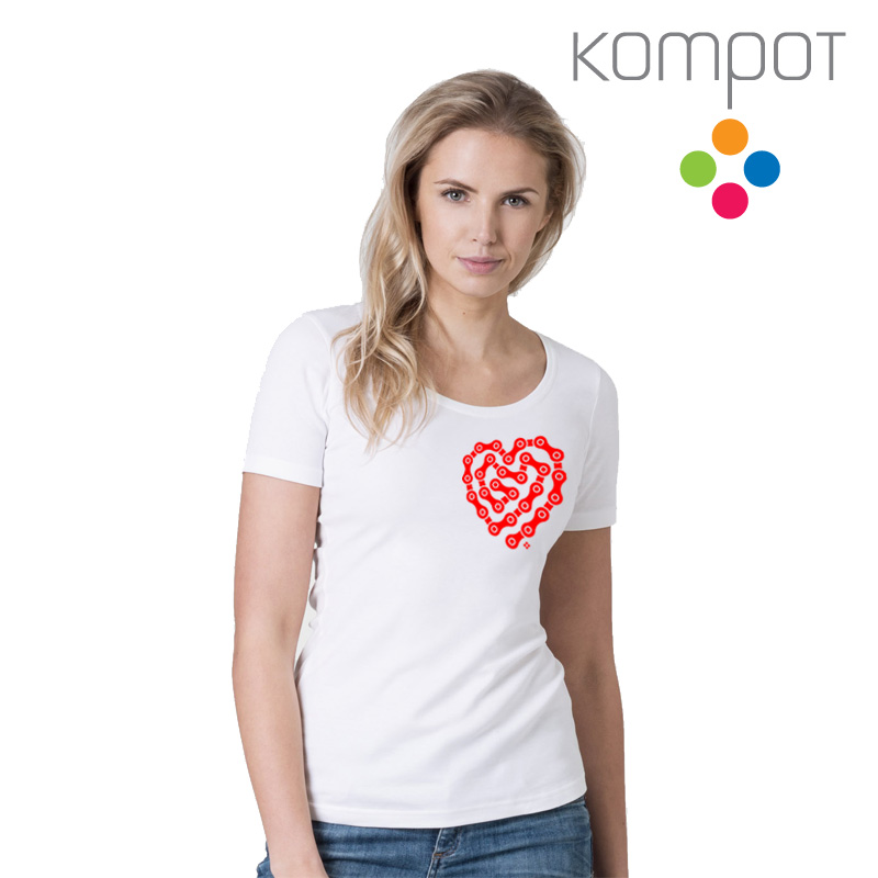 Dámské tričko, výstiřh :: CYKLOSRDCE, bílé