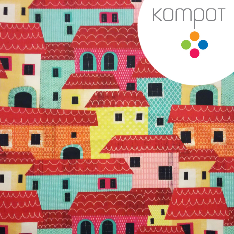 Taška 018 :: Domečky, červené - zapínání na ZIP